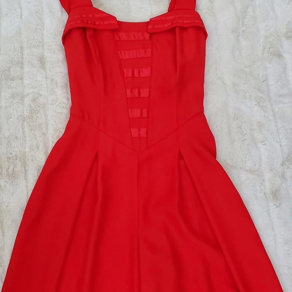 Vintage 1980s Wide Leg Red Jumpsuit - Picture 6 of 10